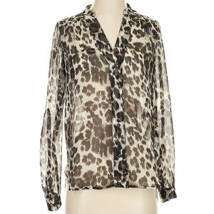 Diane von Furstenberg Leopard Print Silk Button Front Blouse Size 0